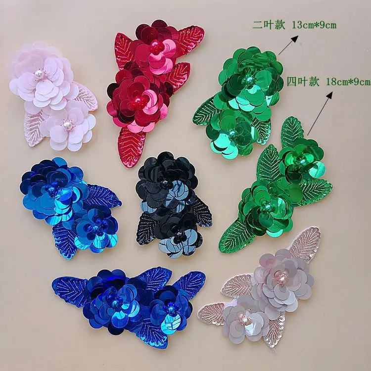 10 шт. красная золотая роза 3D вышивка бисером блестки цветы нашивка одежда