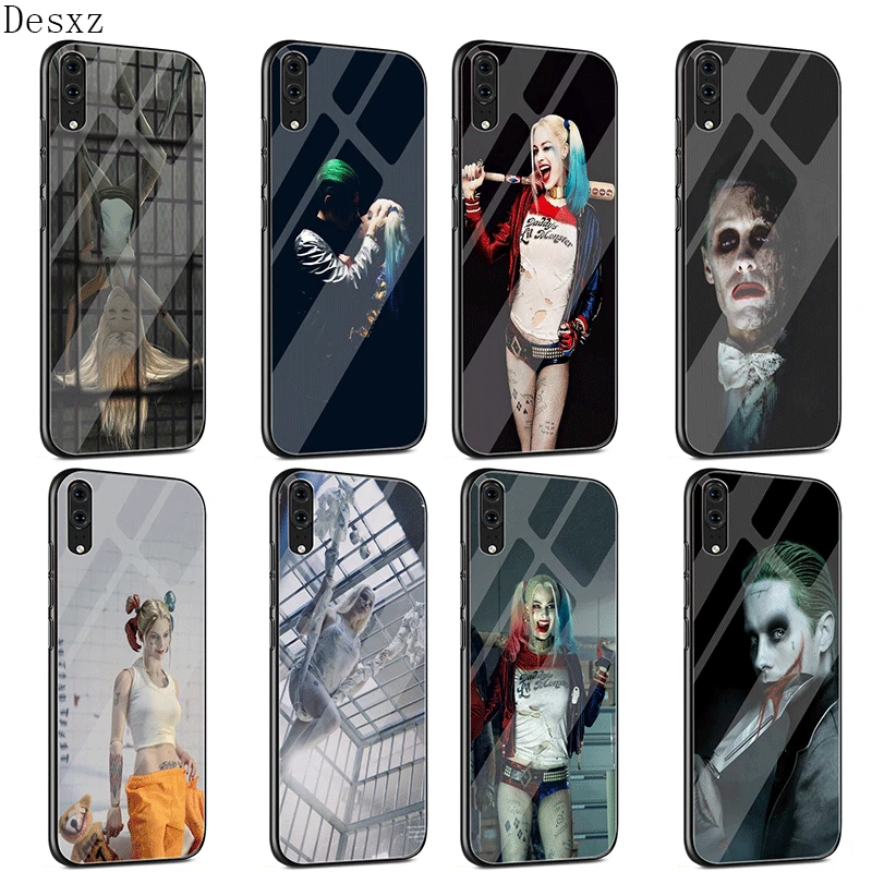 Стеклянный чехол для Huawei P30 P20 P10 Y9 Y6 Mate 20 Pro Lite P Smart Honor 7A 8X 9 10 Harley Quinn отряд