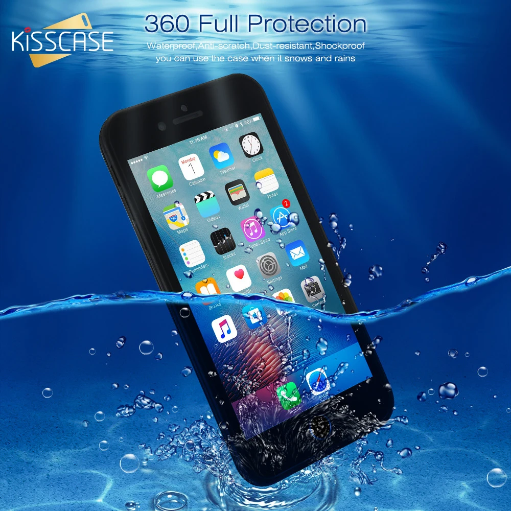 Водонепроницаемый Мягкий силиконовый чехол KISSCASE для iPhone 7 6 5 6s X XS XR 8 Plus
