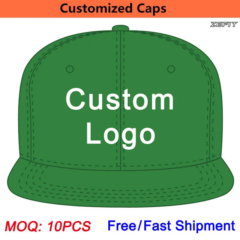 Baseball Hat Green Color Tourism Fast Shipment Wholesale MOQ 10PCS Adult Kids Size 3D Embroidery Customize Snap Back Custom Cap