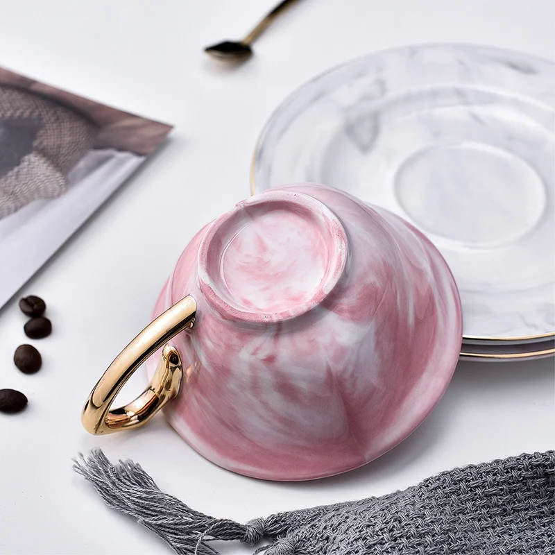 Европейская мраморная керамическая кофейная чашка с блюдцем молочный чай в