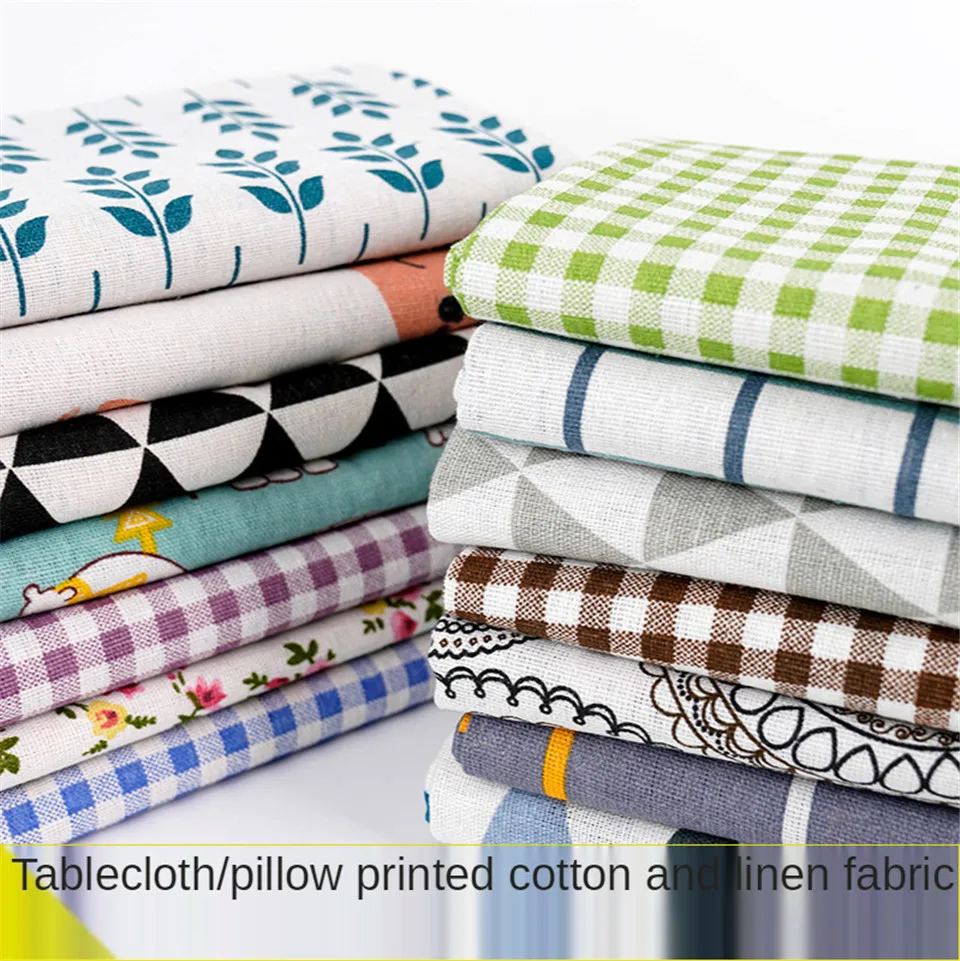 

Cotton Linen Plaid Tablecloth Sofa Fabric Background Cloth Hand DIY Home Furnishing Decoration Cotton Linen Fabric
