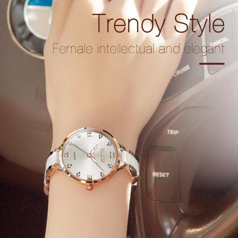 Женские кварцевые наручные часы водонепроницаемые керамические повседневные