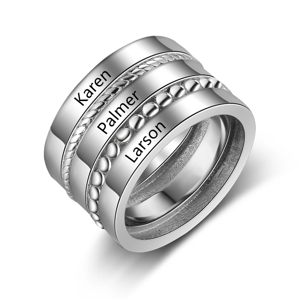 Индивидуальные гравированные штабелируемые большие кольца для мужчин мамы