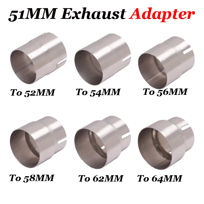 

51mm Change to 52MM 54MM 56MM 58MM 62MM Motorcycle Exhaust Adapter Mild Steel Convertor Adapter Reducer Connector Pipe Tube Race