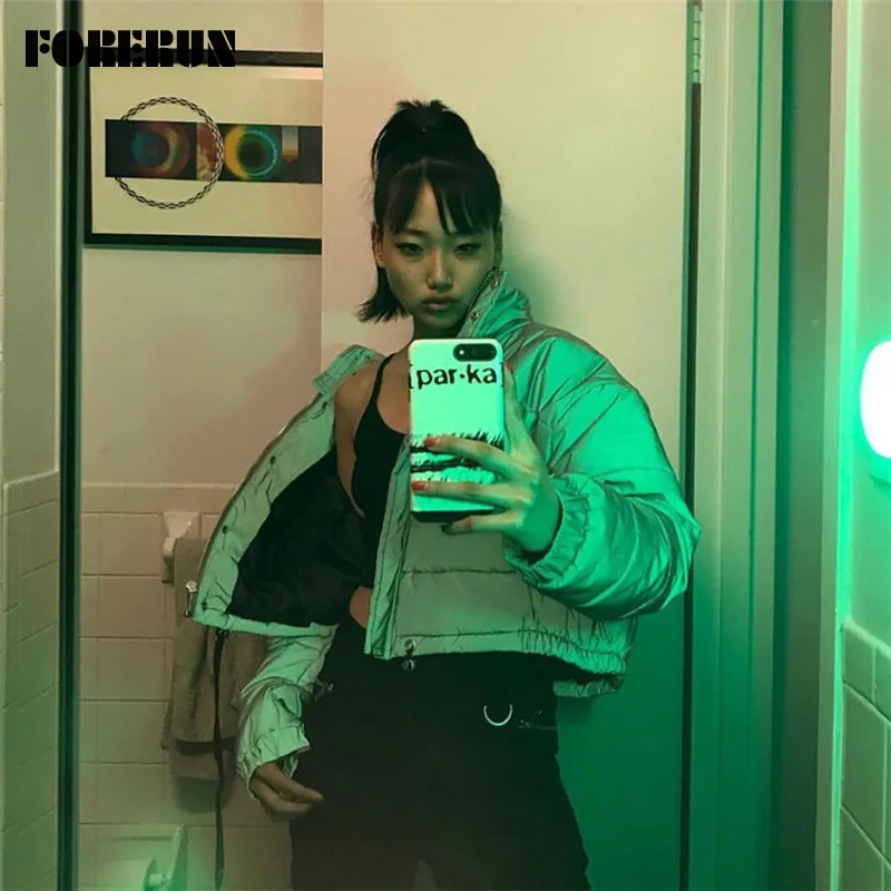 Женская Светоотражающая куртка-пузырь FORERUN зимняя куртка-пуховик с