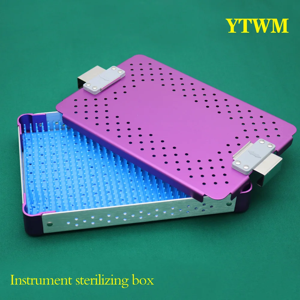 Sterilization box for surgical instruments stainless steel aluminum alloy silicone with silicone pad