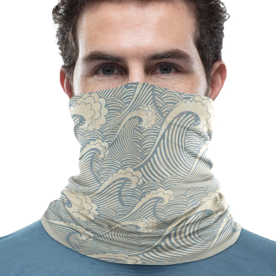 Японский волнистый узор волшебный шарф для шеи океана мужской Дамский