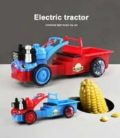 boy new tractor childrens electric glow light and music toys city classic car model building block simulation truckno battery
