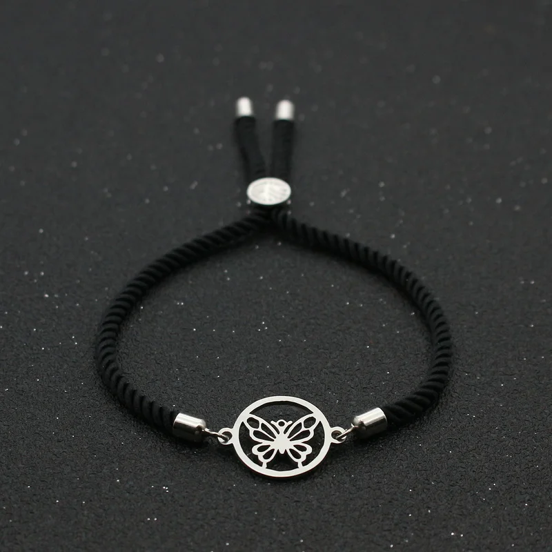 Милый медвежонок браслет из нержавеющей стали с бабочкой модные простые