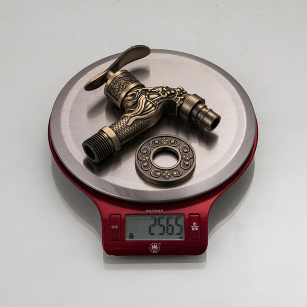 

1pc Carved Wall Antique Green Bronze Zinc Alloy Retro Faucet In-wall Type Washing Machine Mop Pool Faucet Washing Machine Faucet