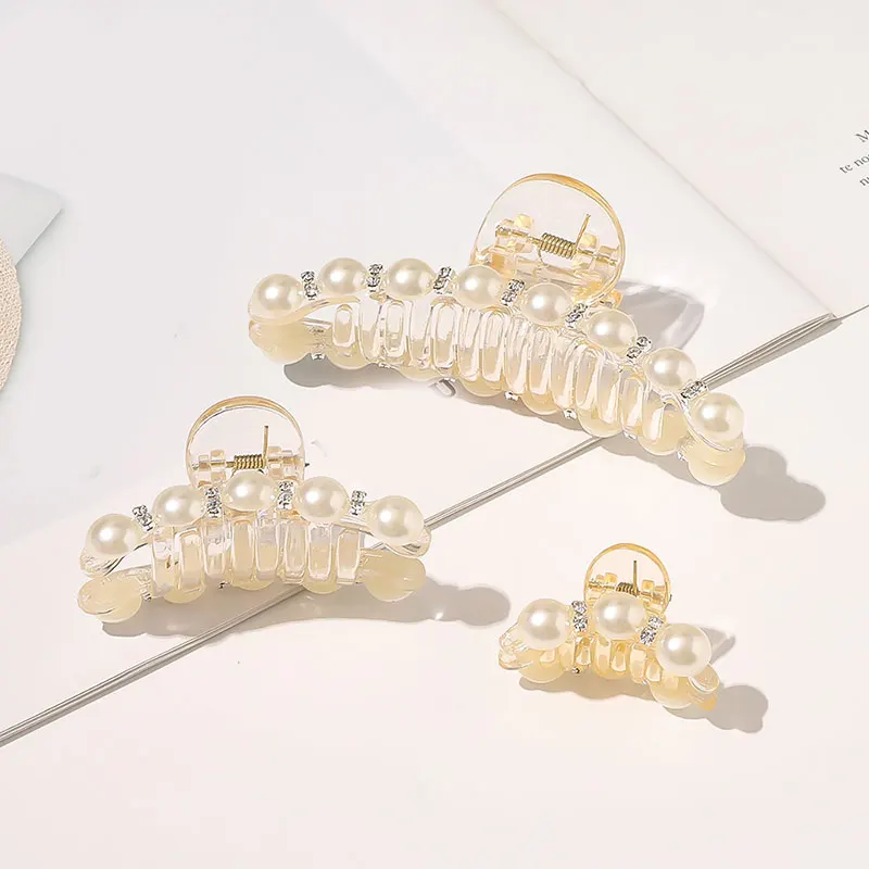 

Hair Claws Pearl Hairpins Ornaments Barrettes Hair Accessories Pearl Rhinestone Hairgrips Hair Clip Headdress Black Hair Claws