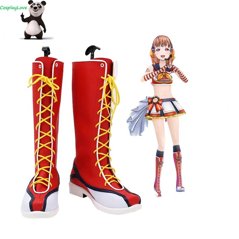 CosplayLove LOVELIVE Love Live! Красная обувь для косплея Cheerleader Takami Chika длинные кожаные сапоги
