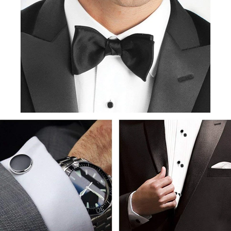 

Cufflinks and Studs Set for Tuxedo Shirts Business Wedding 2 Cufflinks and 6 Studs