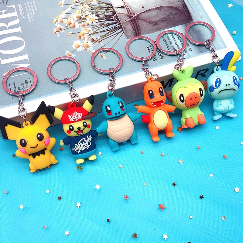 Брелок для ключей с покемоном куклы Пикачу экшн-фигурка из ПВХ Eevee кольцо
