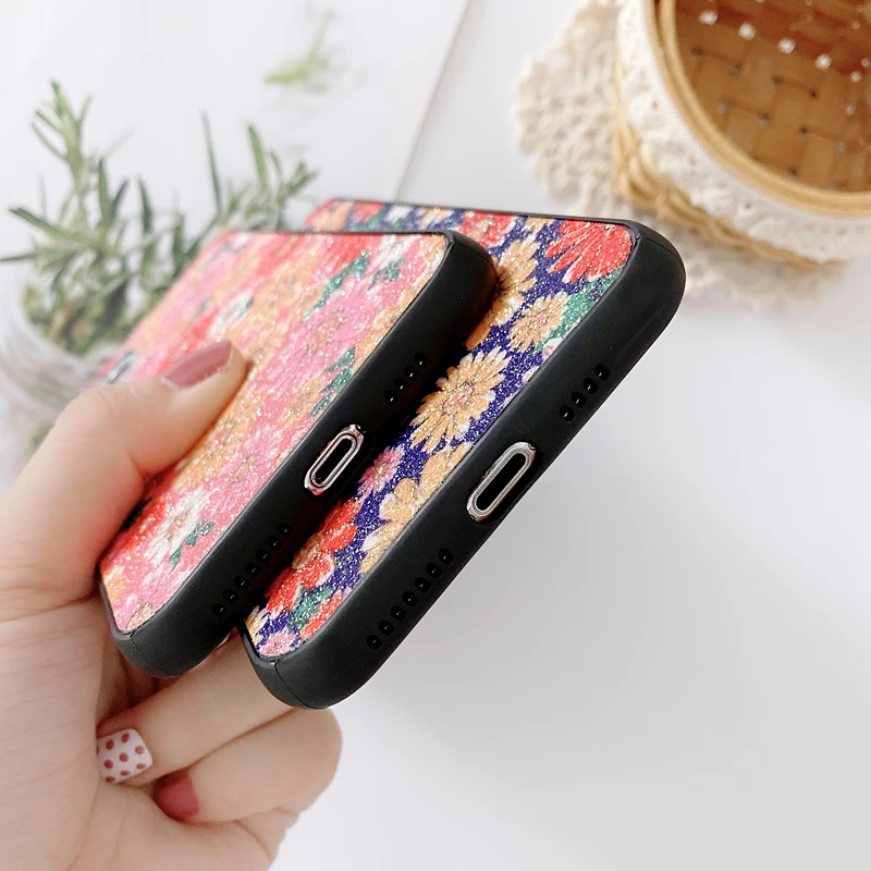 

Luxury Cute Cartoon Daisy Floral Phone Case For iPhone 11Pro MAX X XR XS Max 6 7 8Plus SE Chrysanthemum Flowers Soft Coque Cover