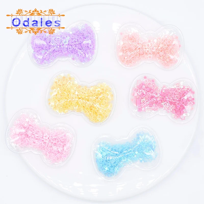 12 шт. Прозрачный Искусственный флок и галстук-бабочка с пайетками аппликации для