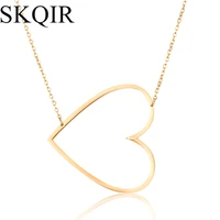 big heart pendant simple hollow necklaces gold silver necklace stainless steel chain minimalist necklace for women jewelry colar