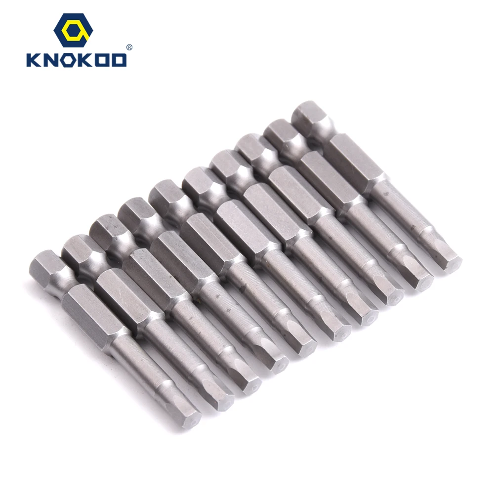 KNOKOO, 10 шт./лот, шестигранный хвостовик, отвертка, сверло, длина 50 мм, отвертка, биты S1/4 с шестигранной головкой