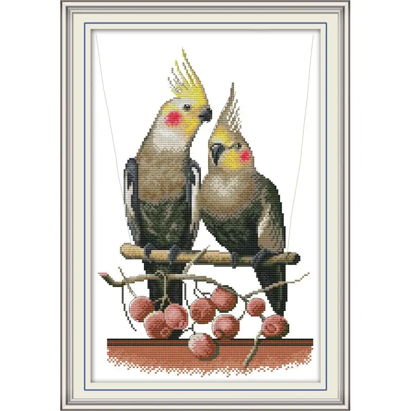 

Набор для вышивки крестиком Joy Sunday, наборы для вышивки DMC, два попугая, 11 и 14 карат, экологичные хлопковые китайские наборы для вышивки крести...