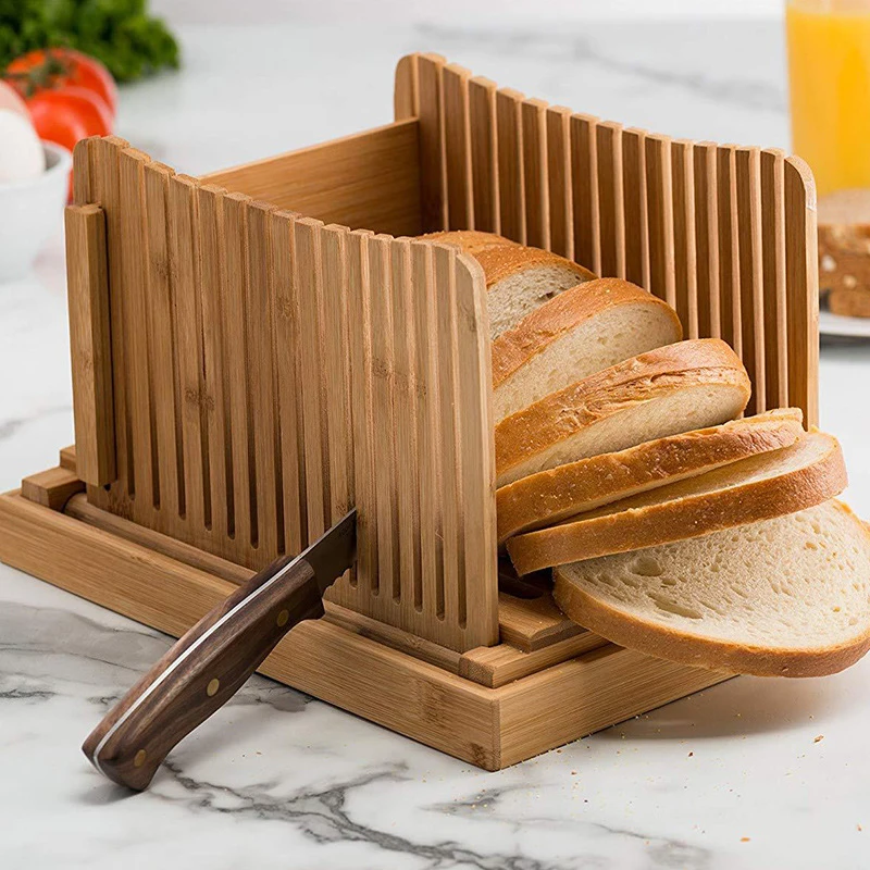 

Профессиональная Складная бамбуковая деревянная Хлеборезка, резак для тостов, направляющая для резки, устройство для нарезки, кухонный инструмент, удобный слайсер