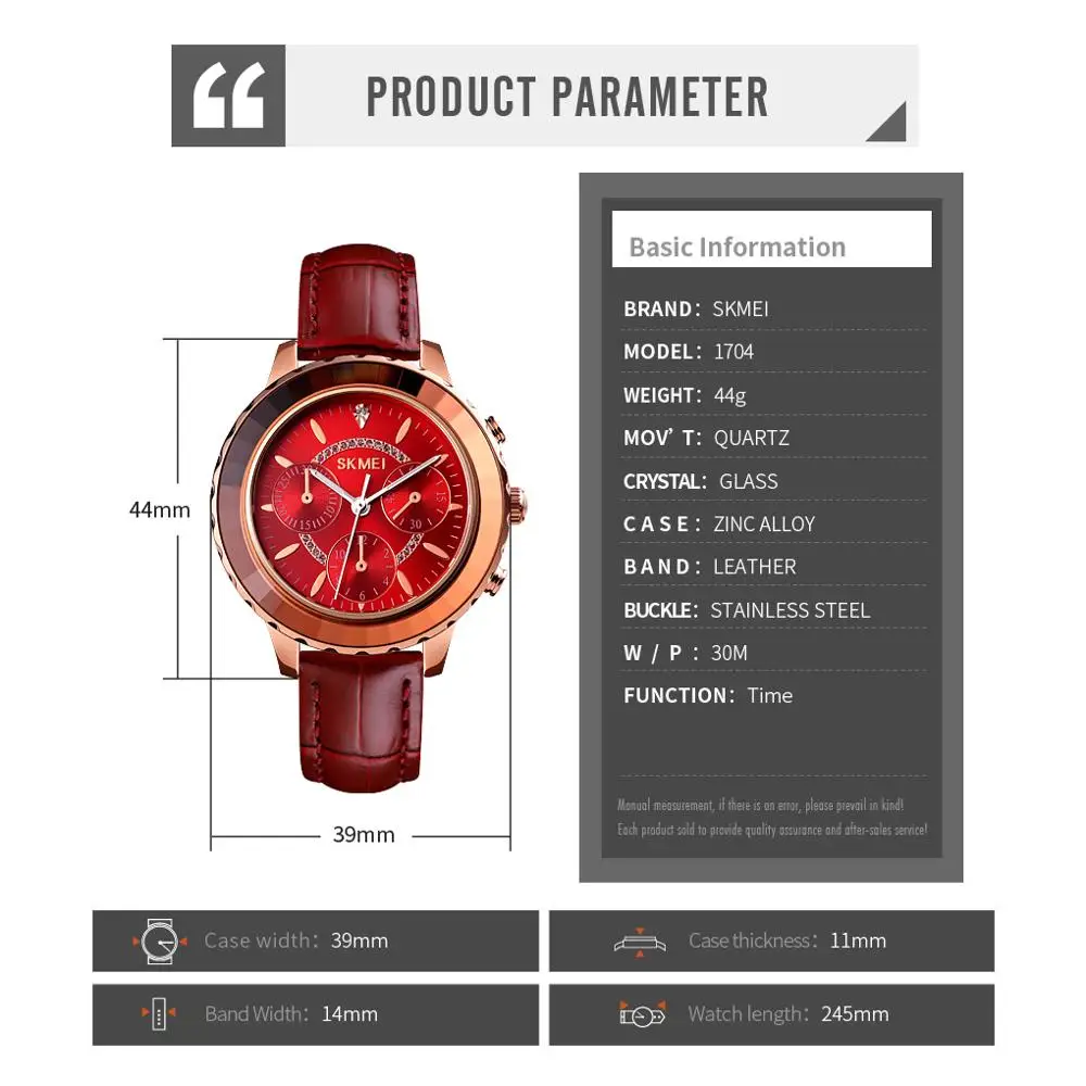 

SKMEI Three Eyes Quartz Women Watch Fashion Elegant Ladies Wristwatches Diamond Dial 3D Glass Watches For Lady reloj mujer 1704