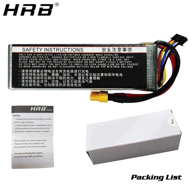 HRB 4S 14,8 V Lipo аккумулятор XT60 1800 2200mah 2600mah 3000mah 3300mah 4000mah 5000mah 6000mah 10000mah 12000mah 22000mah RC запчасти