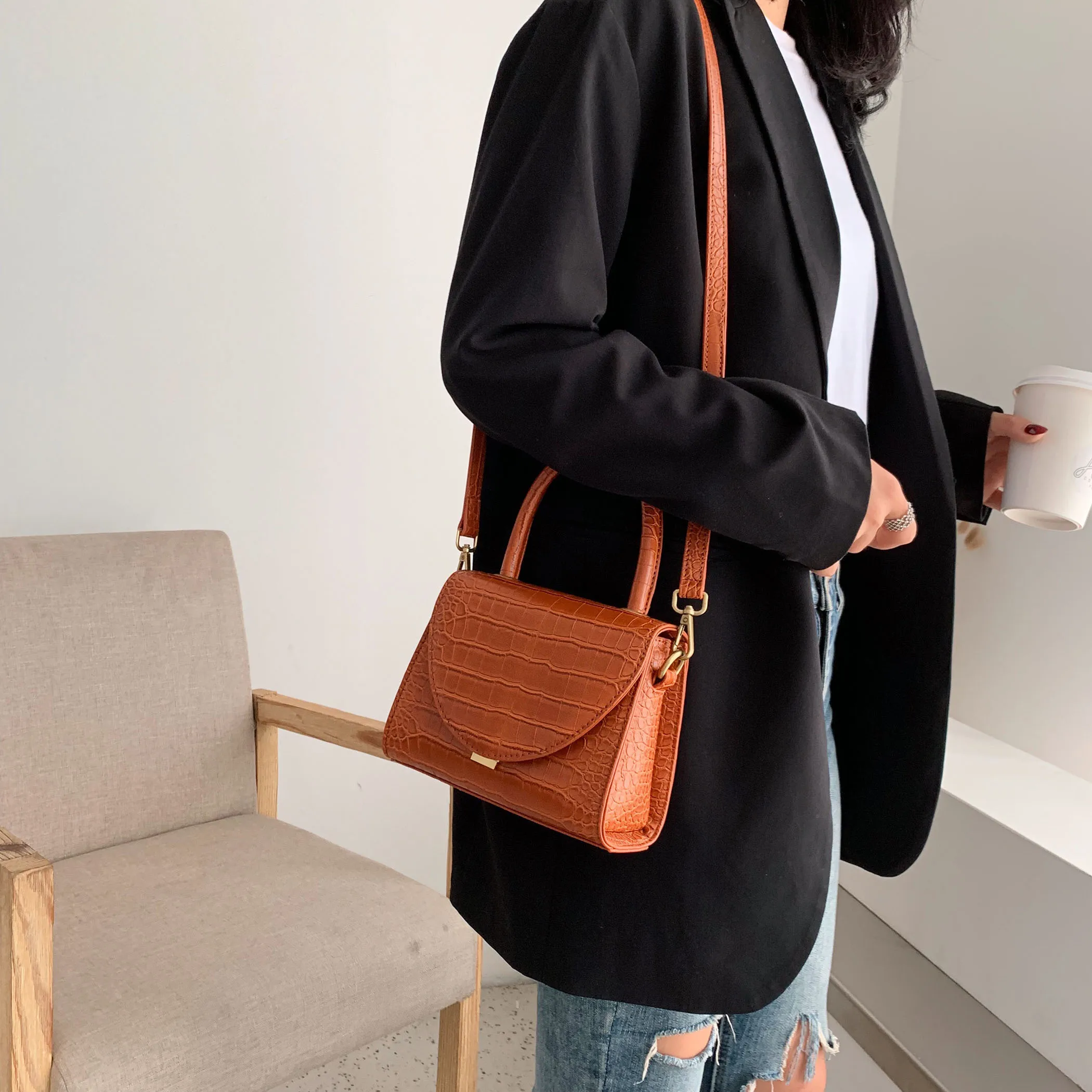 Женская сумка-тоут через плечо из искусственной кожи с каменным узором 2020 | Багаж