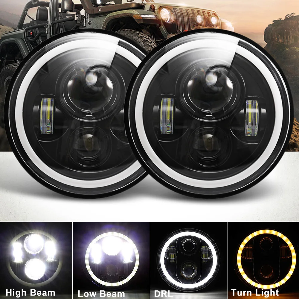 2X 7 &quotКруглый 12V 6000K Светодиодные фары фара круглый HI/короче спереди и длиннее