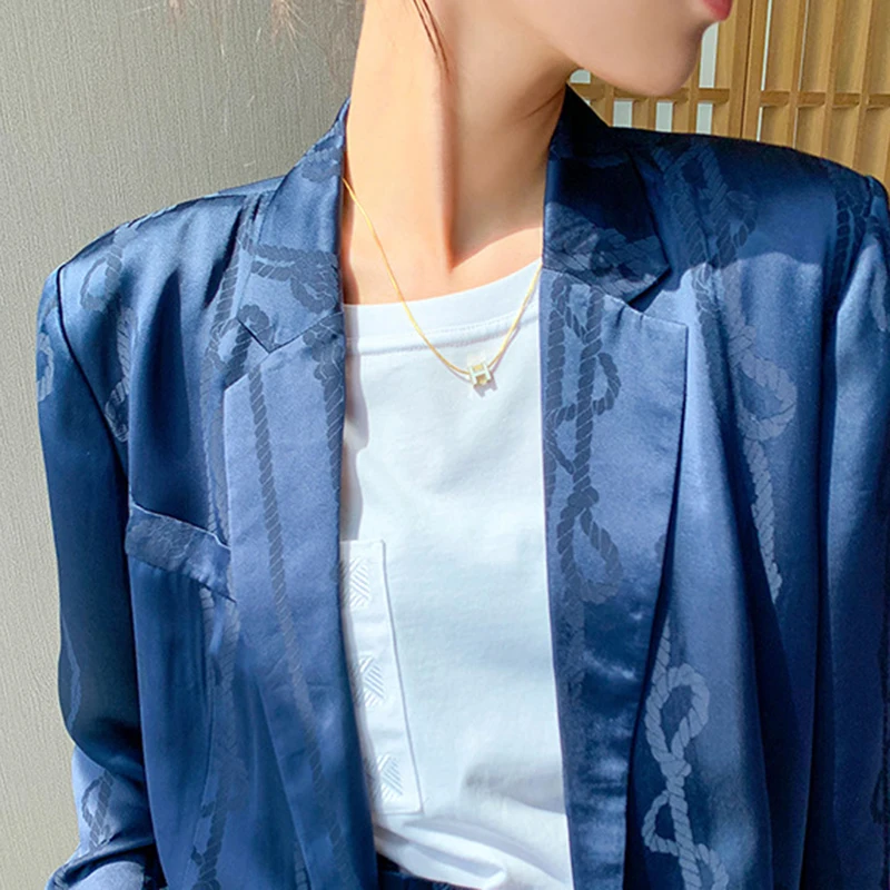 

DEAT 2021 New Spring Autumn Fashion Casual Long Sleeve Blue Loose Temperament Slim Thin Shorts Two Piece Set Women SK585