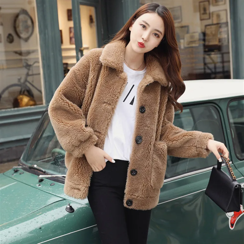 Модное женское пальто из искусственного меха Осень-зима 2019 Толстая теплая куртка