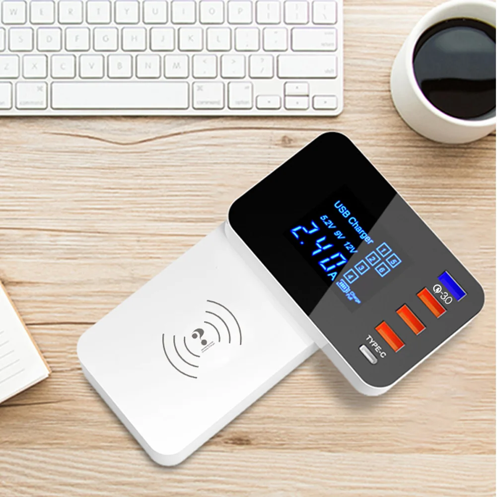 Беспроводное зарядное устройство QC3.0 с 3 USB портами и поддержкой быстрой