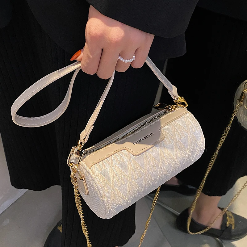 

Роскошная брендовая сумка для подмышек цилиндрической формы, Новинка лета 2021, Высококачественная жаккардовая женская дизайнерская сумочк...