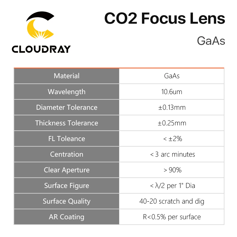Фокусный объектив Cloudray GaAs Dia. 19 05/20 мм FL 50 8 63 5 101 6 1 4 &quotВысокое качество для CO2