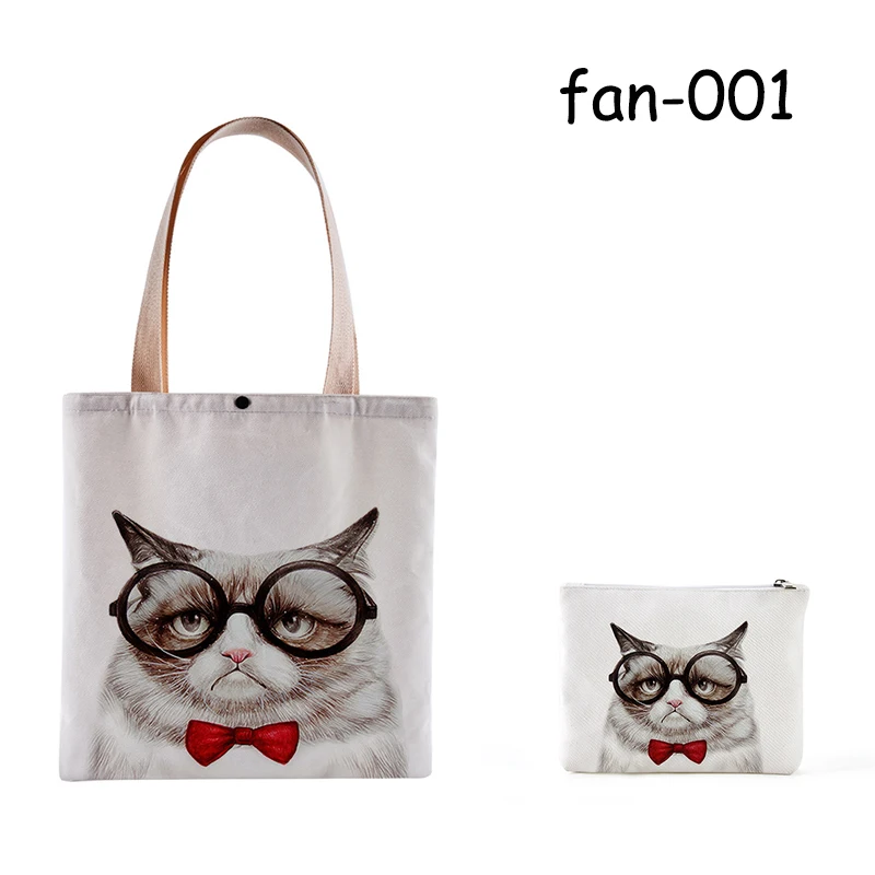 Новинка 2020 модная женская Холщовая Сумка через плечо с принтом ins catton cates школьная