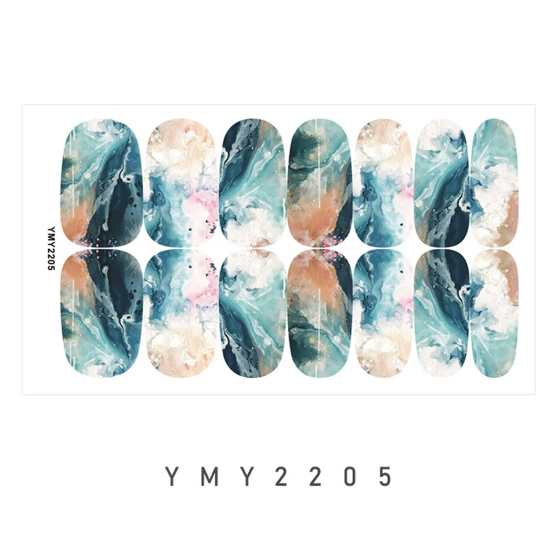 14 подсказок/лист акварельные мраморные градиентные наклейки для ногтей Цветущая