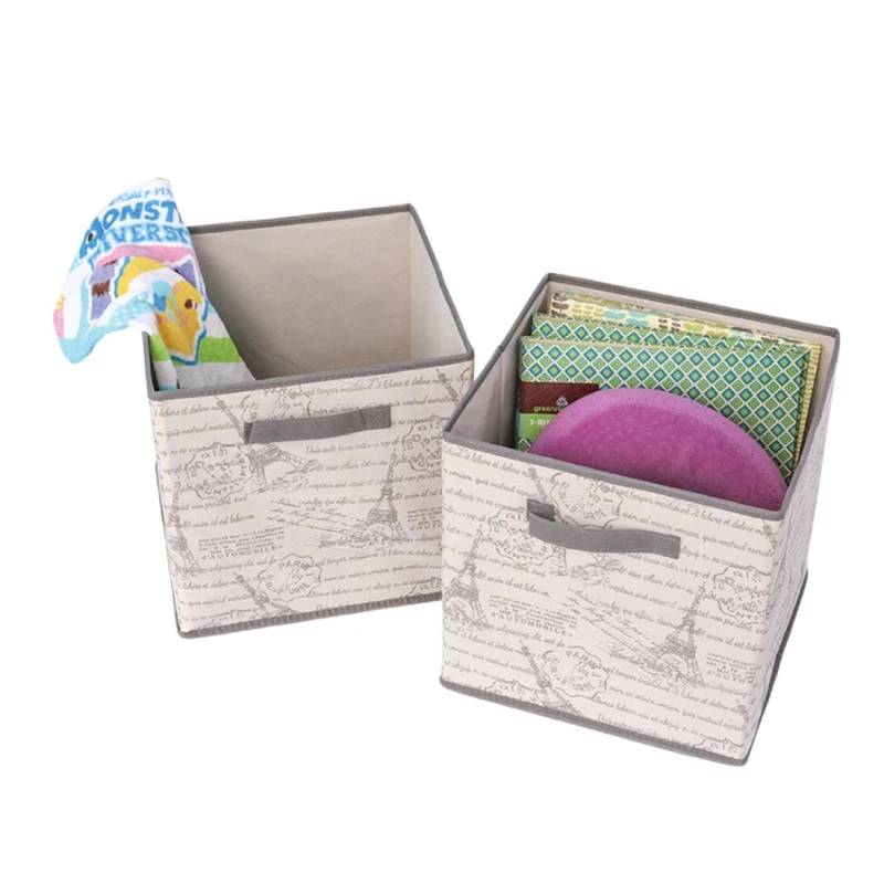 

2pcs Sundries Storage Box Foldable Toys Magazines Non Woven Organizer Holder Under Closet Storage Box Clothes Divider Organiser