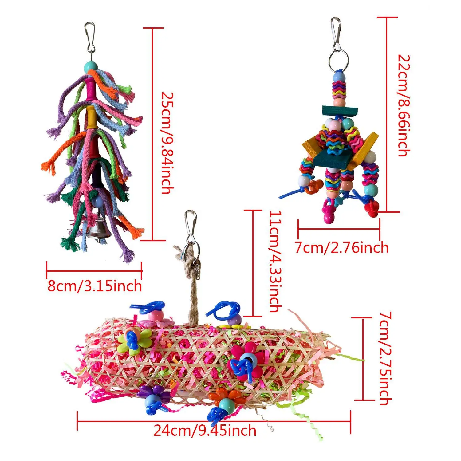 

LHXMAS PET TOYS 3PCS Parrot bite toy Toy bird Brushed nibbling 1Set Color random matching