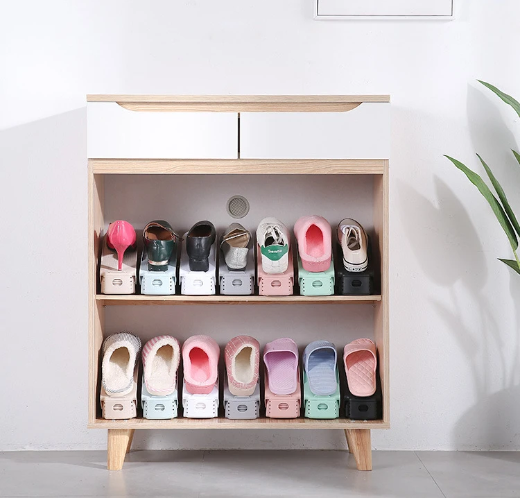 Встроенная полка для обуви двойная регулируемая стеллаж хранения домашнее