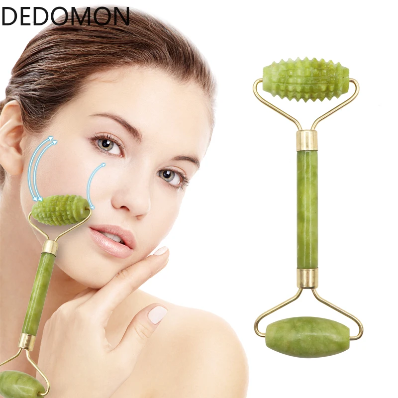 1 шт Двойная Головка зеленый нефритовый валик эллиптический массажер для глаз