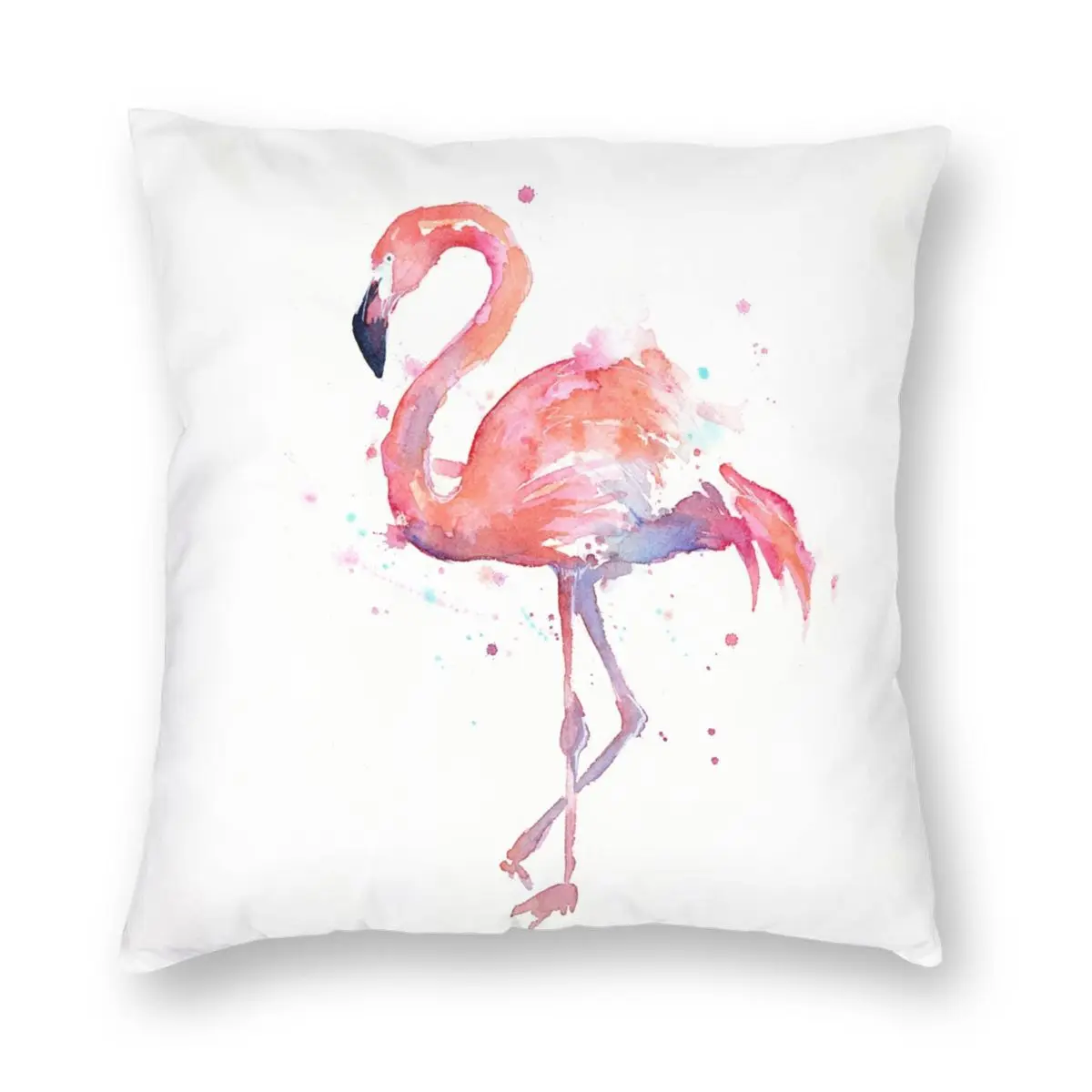 

Pink Flamingo Watercolor Bird Pillowcase Printed Polyester Cushion Cover Decor Pillow Case Cover Bed Square 40X40cm