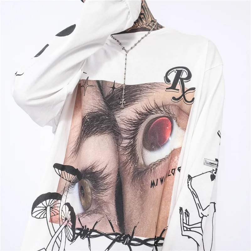 

GTDOM Men Europe And America High Street O-Neck Abihail Casual Long Sleeve T-Shirt 2021 Spring New Oversize Tshirts