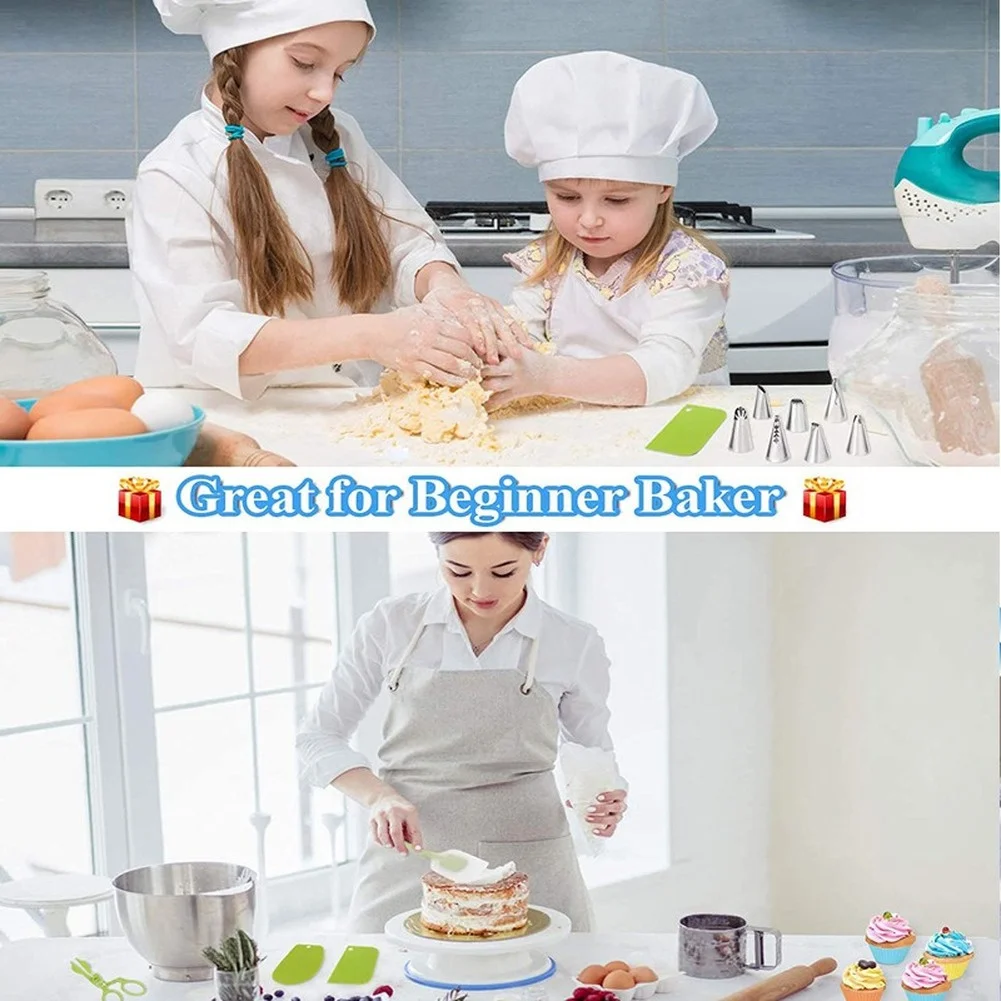 

200-Piece Set Cake Turntable Style Decorating Nozzle Pouch Scraper Apron Baking Accessories