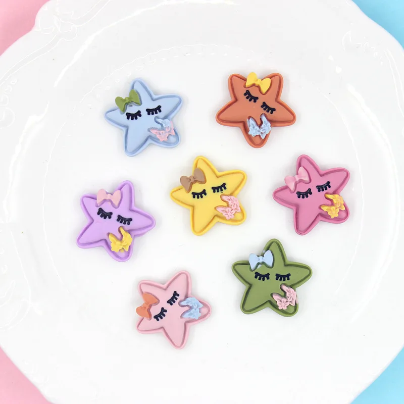 10 шт./лот кавайная звезда с плоским основанием Кабошон из смолы для детей банты