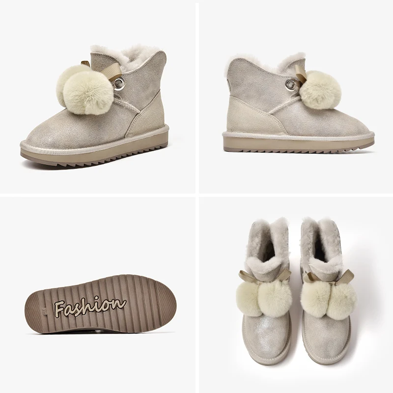 BeauToday зимние сапоги женские замшевые из коровьей кожи с круглым носком