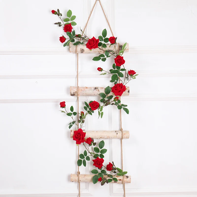 

177cm Real Touch Artificial Big Rose Flannel Flower Garland Silk Vine Wall Hanging Ivy String Home Wedding Party Christmas Decor