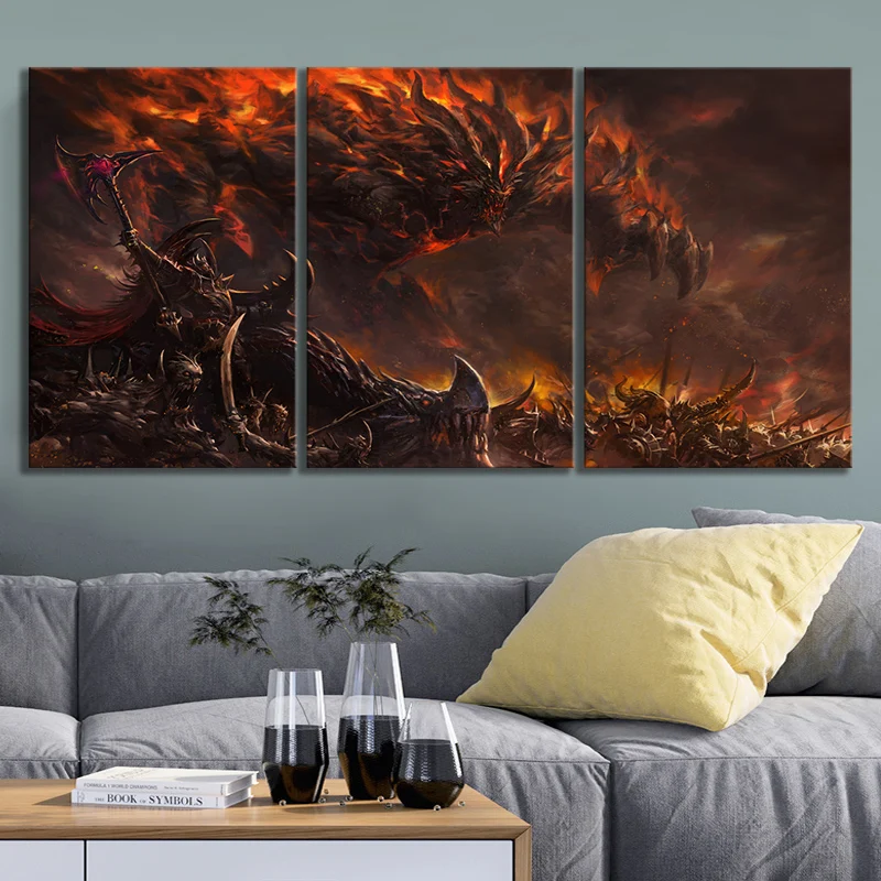 3 Панели HD фантастическое художественное создание изображение воина Warld of Warcraft