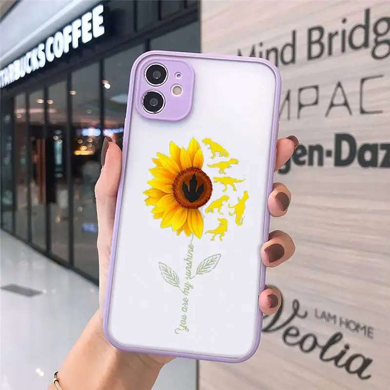 

Sunflower Phone Cases matte transparent For purple iPhone 7 8 x xs xr 11 12 pro plus max mini Clear Funda