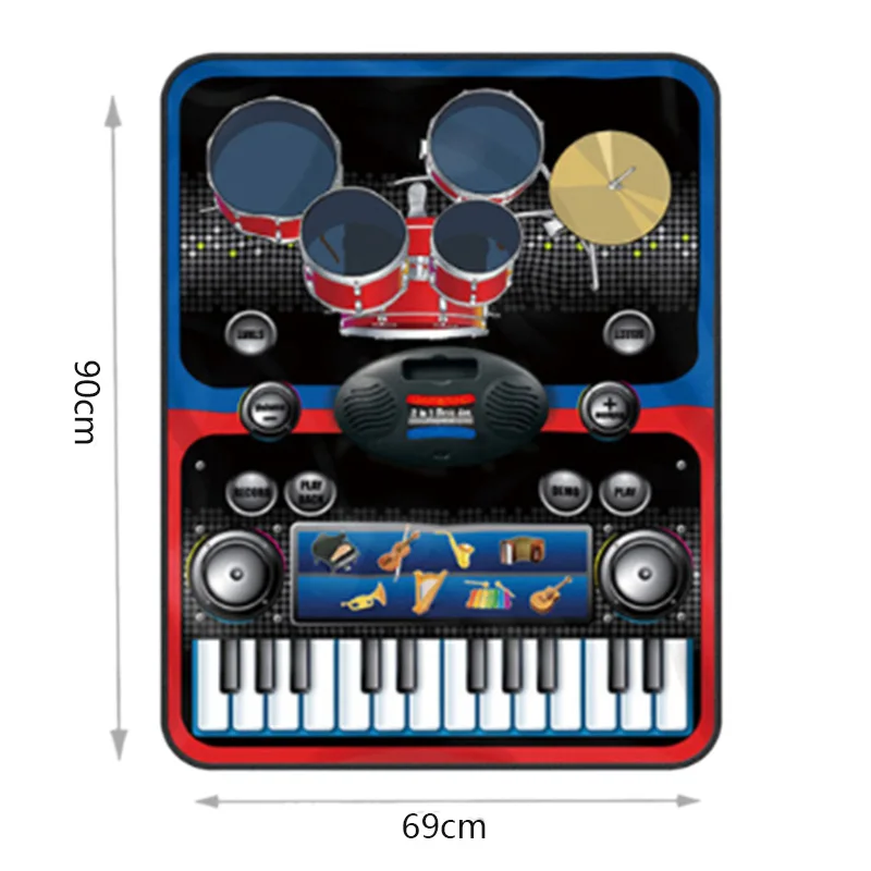 2 in 1 Children's Electric Dance Mat Home Multifunctional Jazz Drum Piano Music Game Blanket | Электроника