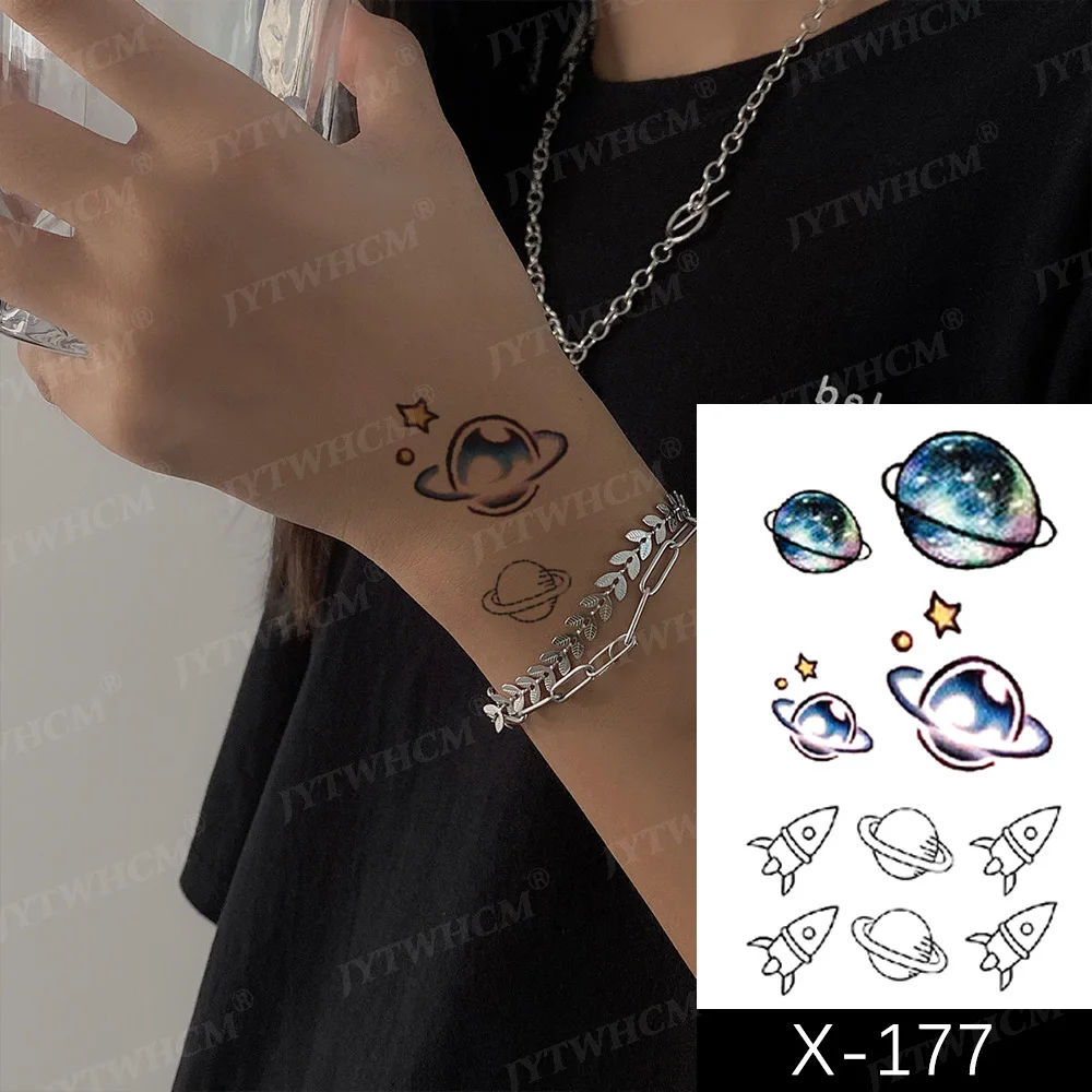 Временная татуировка для женщин маленькая Сексуальная звезда лист черная